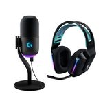 Logitech G G733 Lightspeed Wireless Gaming Headset and Yeti GX Dynamic RGB Gaming Microphone, Lightweight Wireless Headset and Streaming Mic Kit, G HUB control, USB Plug and Play – PC/Mac, Black