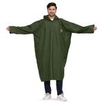 RhinoKraft Men Waterproof Polyester Full-Sleeve Knee Length Rain Poncho For Outdoor Adventures | Easy Slip-On Design | Compact & Lightweight | Free Carry Case (Olive, 2Xl)