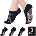 BRISIRA Coolmax Bamboo Viscose Pilates Socks with Grip Women Compression Non Slip Gripper Yoga Barre Ballet Seamless