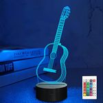 Lampeez 3D Guitar Night Light, Illusion LED Lamp 16 Color Change Great Idea for Home Party Decoration Xmas Birthday Gifts for Child Boy and Girl