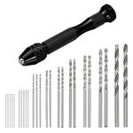 uxcell 26pcs Pin Vise Hand Drill Bit Set, 0.5mm-3.0mm Micro Mini Twist Drill Bits Set 25pcs, Precision Pin Vise Rotary Tools Black, for Metal Wood Plastic PCB Model DIY Making