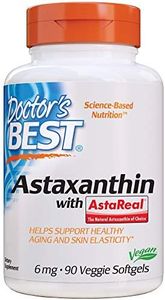 Doctor's Best Astaxanthin, Non-GMO, Gluten Free, Vegan, Soy Free, Powerful Antioxidant, 6 mg, 90 Veggie Softgels