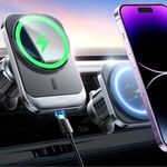 LISEN for MagSafe Car Mount Charger for iPhone 15, 15W Wireless Universal Vent Charger for iPhone Car Accessories Magnetic Phone Holder Mount, Fits iPhone 15 Pro Max Plus Mini 14 13 12