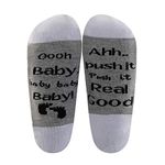 LEVLO Funny Maternity Labor Socks Gift Baby Push It Real Good Socks Maternity Socks for Expectant Mom (1 pair-mid calf-1)