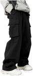 SHENHE Men's Elastic Waist Drawstring Loose Outdoor Hiking Streetwear Cargo Pants Black XL