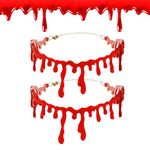 Halloween Blood Necklace, Vampire Blood Drop Choker, Scary Blood Necklace, 2 Pieces Red Bloody Chain Horror for Halloween Costume Bloody Scar Necklaces, Carnival, Party, Cosplay, Joke Gifts, Plastic