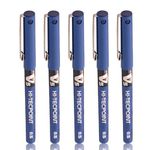 Pilot Hi-Tecpoint V5 0.5mm Extra Fine Point Pure Liquid Ink Roller Ball Pen | Blue Ink, Pack Of 5