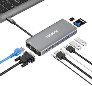 USB C Hub Multiport Adapter - 10 in 1 Portable Dongle with 4K HDMI, VGA, Ethernet, 3 USB Ports, Audio, PD Charger, SD/Micro SD Card Reader Compatible for MacBook Pro, XPS More Type C Devices