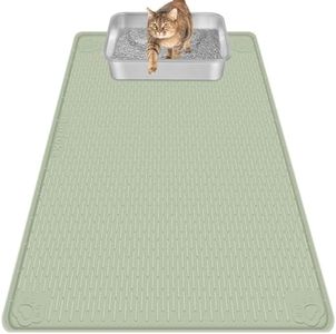 Bartuke Cat Litter Mat, Extra Large 40" x 28" Silicone Mat Litter Trapping Mat for Scatter Control, Soft on Kitty Paws, Easy to Clean (Green)