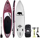 Atoll Inflatable Paddle Board with Premium SUP Stand Up Paddle Board Accessories & Back Pack, Non-Slip Comfort Deck for Unisex Adult - 11ft (Burgundy)