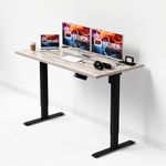 Intellidesk® Eco - Electronic Height Adjustable Desk| 80Kg Weight Capacity| New Touch Controller with 3 Presets| SPCC Steel Frame| 5-Year Warranty| 25mm MDF Table Top (Black+Oak, 24 * 48 inches)