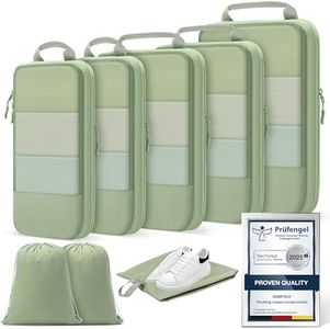 Compression Packing Cubes for Suitcases, Ultralight 8 Set Packing Cubes for Backpack Waterproof Luggage Packing Organizers Expandable for Travel Accessories and Essentials-Matcha Green