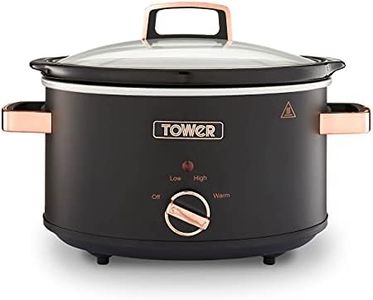 Tower T16042BLK Cavaletto 3.5 Litre Slow Cooker with 3 Heat Settings, Removable Pot and Cool Touch Handles, Black and Rose Gold