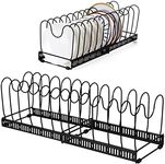 TsunNee Expandable Pans Organiser Rack, Pans and Lids Organizer with 13 Dividers, Pantry Cabinet Bakeware Lid Plate Holder, Black