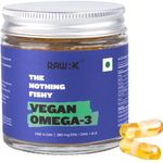 RawRX Vegan Omega 3 Fatty Acid Capsules, 60 Vegetarian Caps (2 Months Supply), Authentic 500mg Algae Oil, Carrageenan & Gelatin Free, No Fish Oil, Supports Heart, Brain, Joint Health, For Men & Women