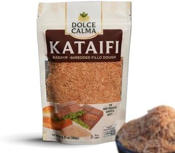 Dolce Calma Premium Roasted Kataifi Dough (180g / 6.4oz) – Kadayif for Dubai Chocolate Bar, Kunafa & Baklava Desserts, Finely Shredded Fillo, Resealable Bag, Phyllo for Pistachio Cream Bakery Knafeh