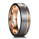 King Will Rose Gold Women Mens Rings Grooved Tungsten Mens Ring Wedding band Wedding Rings Comfort Fit 7