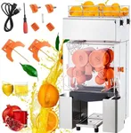 Automatic Commercial Juicer Machine, 110V Automatic Feeding Juice Extractor, 120W Orange Squeezer for 20-30 per Minute, with Pull-Out Filter Box SUS 304 Tank PP Cover and Two Peel Collecting Bucket