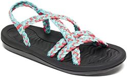 MEGNYA Ladies Summer Comfortable Outdoor Sport Sandals, Womens Arch Support Orthotic Slide Sandals with Adjustable Straps, Soft Walking Shoes for Travel Beach Blue Coral Size 8.5