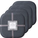 Marina Decoration Premium Thick Comfortable Cushion Memory Foam Chair Pads Honeycomb Pattern Nonslip Rubber Back Seat Topper Rounded Square 16 x 16 Seats Cover for Kitchen Chairs 4 Pack Charcoal Grey