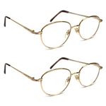 TWINKLE TWINKLE Vintage Unisex Gold Colour Reading Glasses/Metal Frame/Comfort Designed R53 (2 Pairs Gold Colour, 1.50 Magnification)