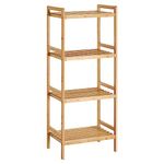 SONGMICS 4-Tier Bamboo Storage Rack for Bathroom, Kitchen, Bedroom, 45 x 31.5 x 111 cm, Woody Colour BCB074N01