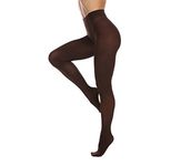 Frola Women's 80 Denier Semi Opaque Solid Color Footed Pantyhose Tight, Brown Coffee, L-XL