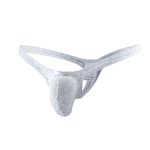 MUQUAM Mens Half Coverage Lace Thong Underwear (Medium, White)