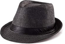 INFISPACE Boy's & Girl's Straw Fedora Short Brim Hat (Pack of 1) (5-8 Years) (Black)