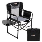 SunnyFeel Camping Director Chair, Portable Folding Chair with Side Table and Storage Pouches, Compact Heavy Duty for Adults Outdoor (Black)