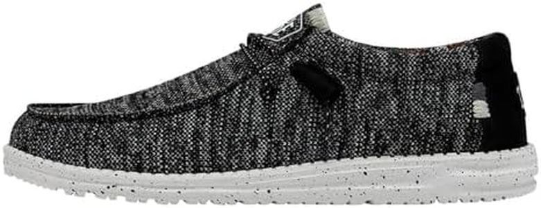 Hey Dude Men's Wally Sox Black White Size 13 | Men's Loafers | Men's Slip On Shoes | Comfortable & Light-Weight