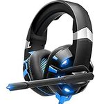 GIZORI Gaming Headset Xbox Headset, PS5 Headset with 7.1 Surround Sound Stereo, Gaming Headphones with Noise Canceling Mic & LED Light, Compatible with Xbox Series X|S, PS4, PS5, PC (Blue), (K2)