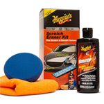 Meguiar’s Quik Scratch Eraser Kit, Car Scratch Remover That Removes Blemishes, Includes Meguiar’s ScratchX, Drill-Mounted Pad, Microfiber Towel