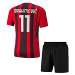 Sports Soccer Football AC Mila Ibrahimovic 11 Home Away Kit Jersey T-Shirt with Shorts (Kid's, Boy'&Men)(9-10 Years, Multicolor)