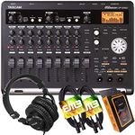 Tascam DP-03SD 8-Track Digital Portastudio Multi-Track Audio Recorder with Pro Headphone and Pair of EMB XLR Cables and Gravity Magnet Phone Holder Bundle