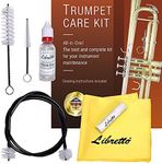 Libretto Trumpet (Cornet) ALL-INCLUSIVE Care Kit w/Instructions: Valve Oil+Slide Grease+Cleaning Cloth+Mouthpiece/Valve/Bore Brushes, Giftable Handy Case, Time to Clean & Extend Life of your Trumpet!