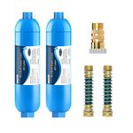2 Packs of RV Inline Water Filter With Flexible Hose Protector, Certified to NSF42/372, Greatly Reduces Chlorine, Taste, Odor and Sediment in Drinking Water, Dedicated for RVs and Marine