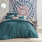 Comfort Spaces Bed in A Bag Comforter Set - College Dorm Room Essentials, Complete Dormitory Bedroom Pack And Sheet with 2 Side Pockets, Twin/Twin XL, Henry Medallion Teal 14 Piece