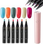 One Step Nail Gel Pen Nail Polish Pen Set with Nail Lamp Pen, Set F
