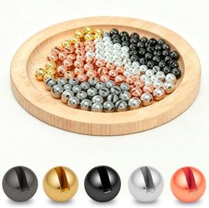 Avaluri 100pcs Tungsten Slotted Fly Tying Beads – 13 Sizes 5 Colors, Fast Sinking Tungsten Beads for Nymphs & Wooly Buggers, Fly Fishing Beads Head Fly Tying Materials(100-MIX-4.6mm-6#-8#)