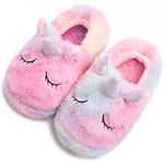 Kids Unicorn Slippers Cute Soft Fluffy Fuzzy Plush Slip on for Girls Indoor House Home Fur Slides Unicorn Gifts for Kids