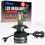OTO2EYE H4 LED Headlight Bulb for Bike 75W 7500LM 6500K Super Bright White | Motorcycle LED Headlight with Cooling Fan | Long Life | Compatible with H4/H19 | 1 Years Warranty | Pack of 1