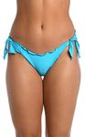 Hobie Women's Side Tie Merrow Hipster Bikini Swimsuit Bottom, Blue Hawaii//Solids, Medium Petite