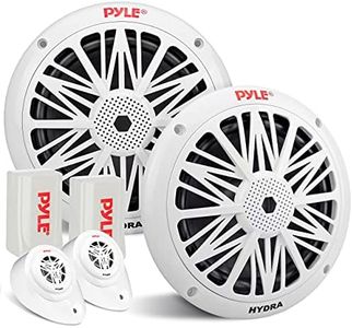 Pyle Haut-Parleurs Marine - Enceintes Extérieurs 2 Voies - Système Audio Stéréo Extérieur Résistant à l'eau et aux Intempéries - Haut-Parleur Marin étanche - 200 Watt - Blanc