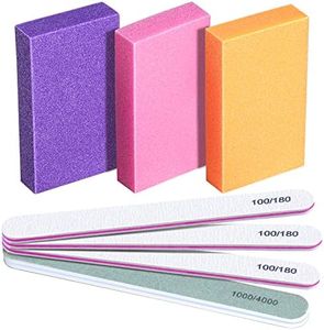FANDAMEI Nail Buffers and Files, Nail Tools kit with 3PCS Rectangular Nail Buffer Block, 3PCS 100/180 Nail Files and 1PCS 1000/4000 Nail Buffer. Professional Nail Buffer File Kit for Nail Care