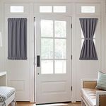 NICETOWN Door Curtain Blackout Panels for Door Window -Grey Functional Sun Blocking/Privacy Protecting Window Sidelight Curtain Rideaux for Front Door Window Covering (25W x 40L, Grey, 2 Panels)