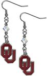 NCAA Siskiyou Sports Womens Oklahoma Sooners Crystal Dangle Earrings One Size Team Color,white