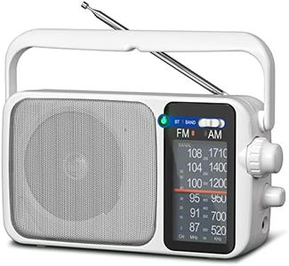 YOWGULF AM FM Radio with Best Reception,Bluetooth Portable AM FM Transistor Radio,Battery Operated Radio or AC Power,Large Dial,Headphone Jack, Gifts for Seniors Elderly White