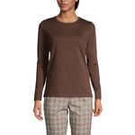 Lands' End Women's Relaxed Supima Cotton Long Sleeve Crew Neck T-Shirt, Rich Coffee, Large