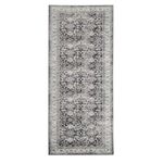 LuxFocus Oriental Runner Rug, Washable Vintage Rug Non-Slip Floral Pattern for Hallway Low-Pile Foldable Accent Rug Runner for Entryway Laundry Living Room Bedroom 60 x 230 cm Grey